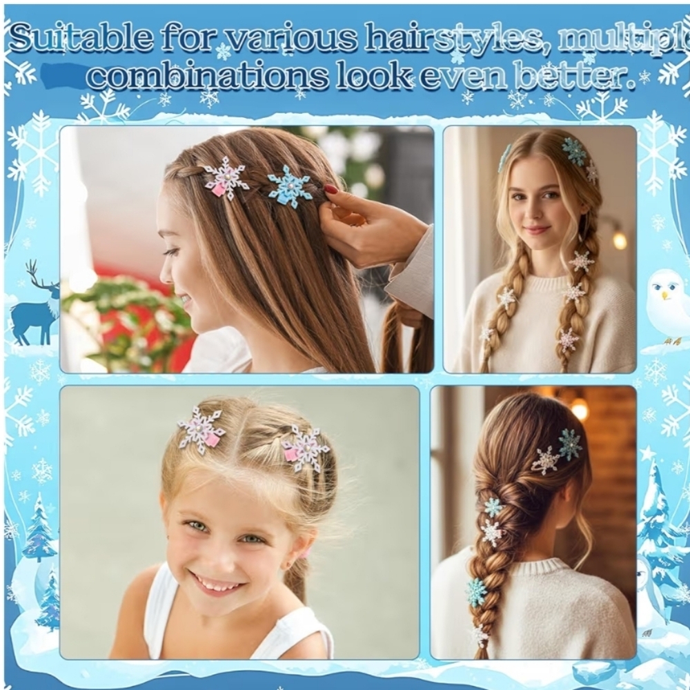30 Pcs Sparkly Snowflake Hair Clips - Picture 6 of 12